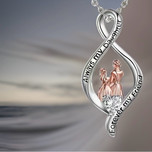 🆕 Forever Mother & Daughter Bond Silver Necklace - Picture 3 of 16